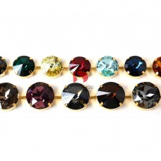 Round rivoli rhinestones cup chains